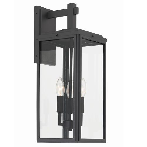 Byron 3 Light Outdoor Sconce - Matte Black - Crystorama | Wall Fixtures, Wall Lamps - Decorative, Aesthetic | One Kings Lane