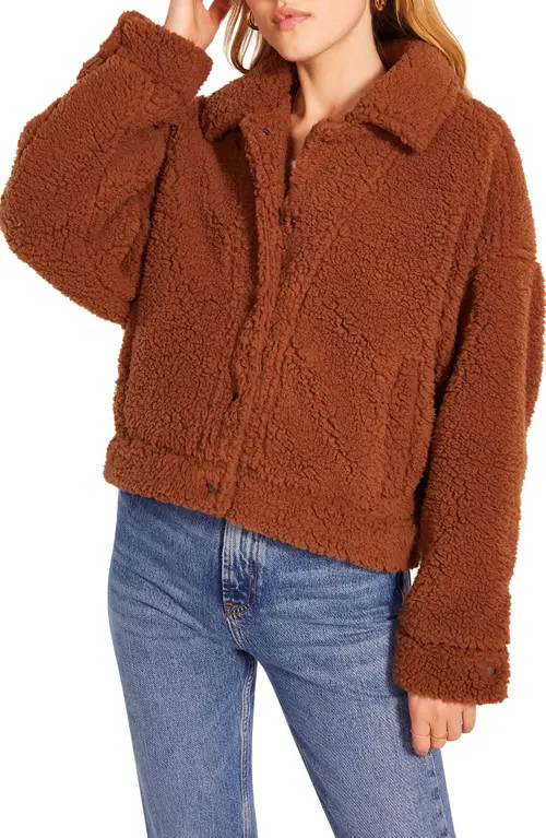 BB Dakota by Steve Madden BB Dakota Faux Fur Bomber Jacket in Cocoa Brown at Nordstrom, Size X-Large | Nordstrom