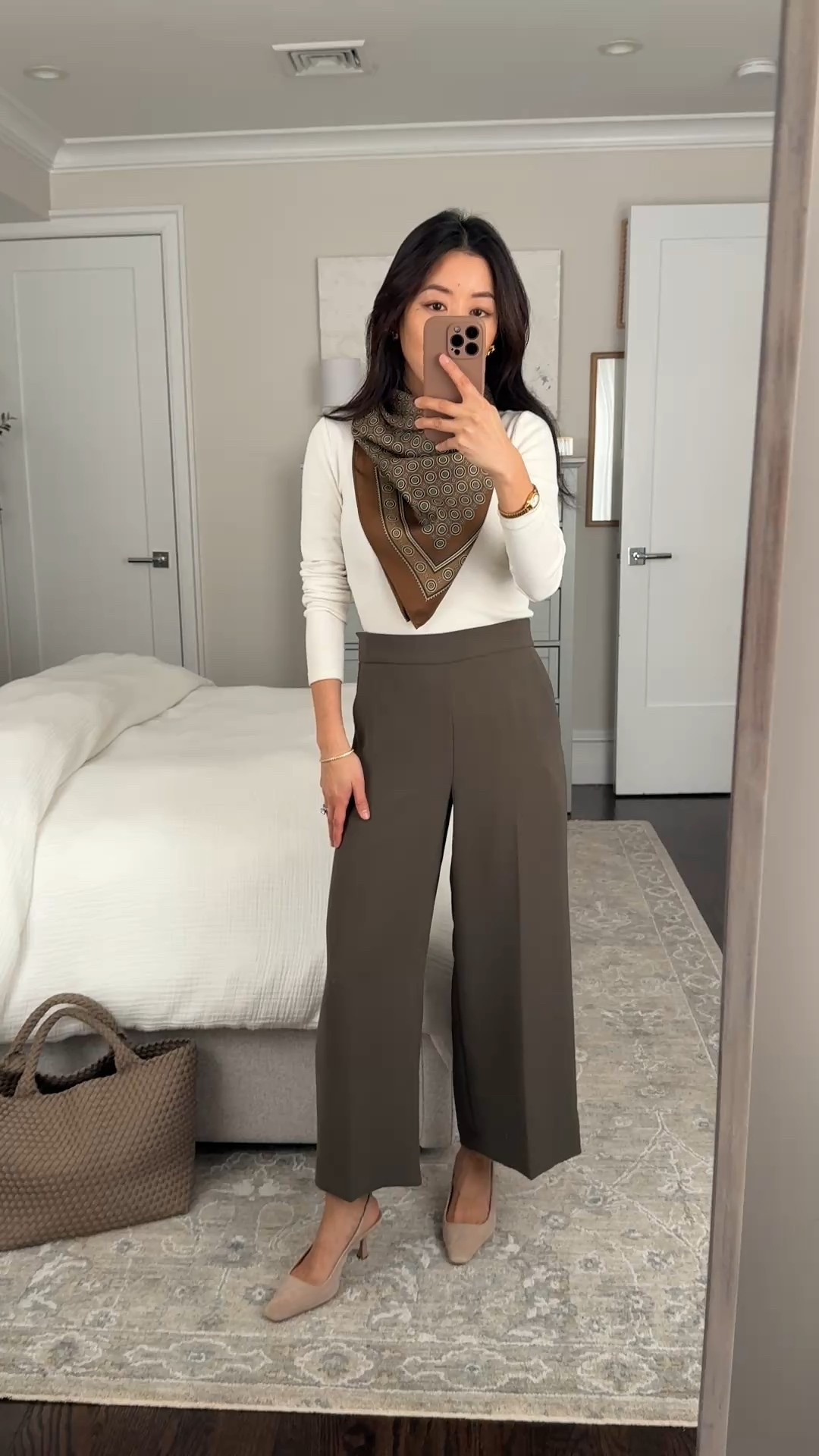 Aritzia spring outfit

• Podium pant size 0

• Homestretch ribbed tee Heather cloud white xs, fitted so I size up

• Elite silk large scarf

• Gucci kitten heels

Petite friendly, wide leg pants, elevated white tee outfit

#LTKPetite #LTKootd #LTKWorkwear