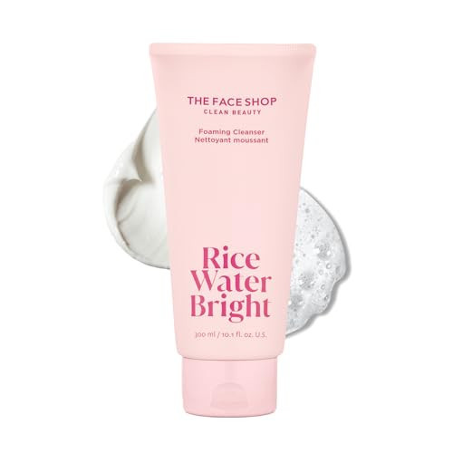The Face Shop Rice Water Bright Foaming Facial Cleanser with Ceramide, Gentle Face Wash for Hydrating & Moisturizing, Vegan Face Cleanser, Makeup Remover, Korean Skin Care for All Skin Types, 300ml | Amazon (US)