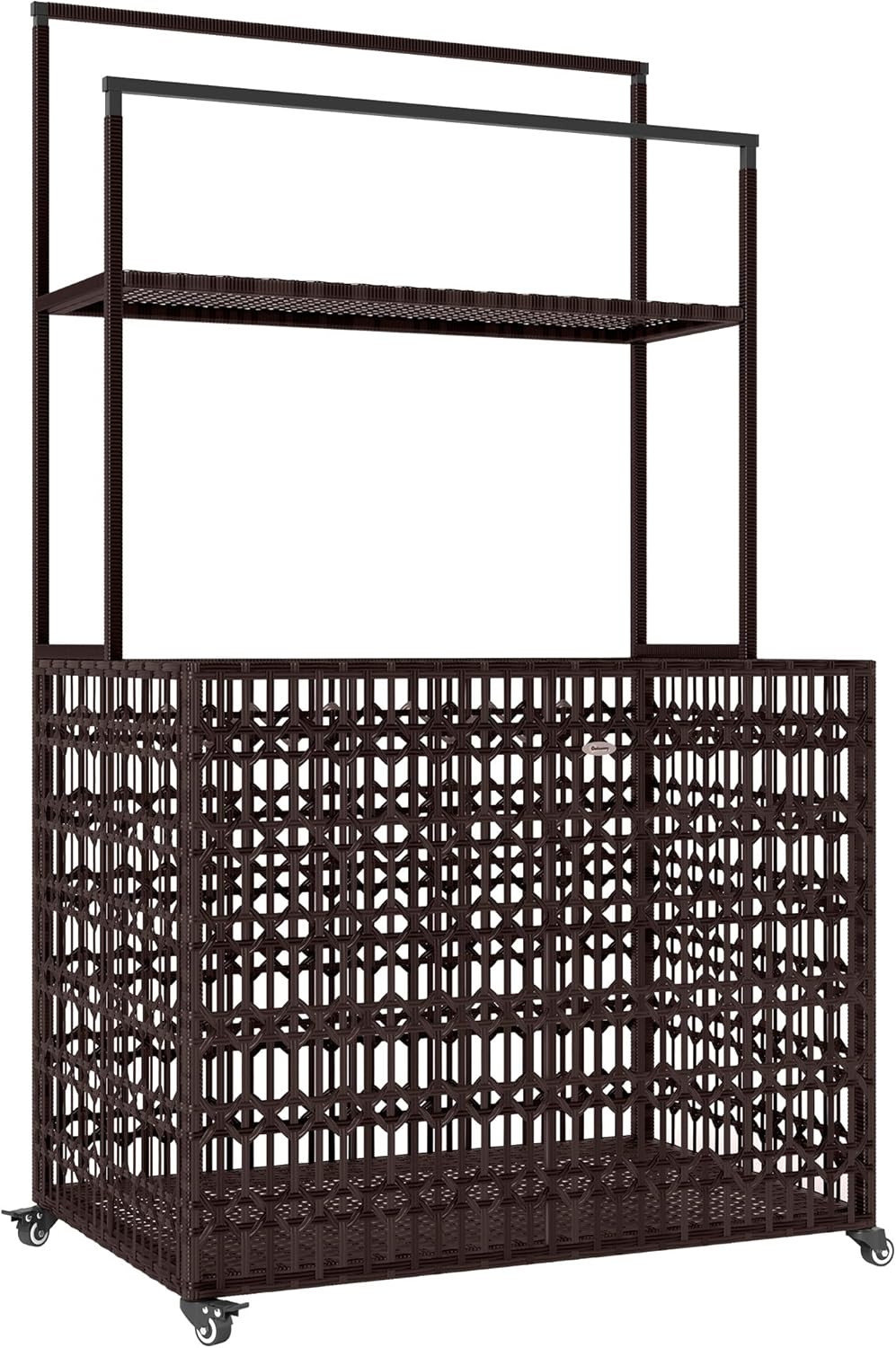 Outsunny Wicker Pool Float Storage Organizer, PE Rattan Pool Float Holder with Basket Shelf Towel... | Amazon (US)