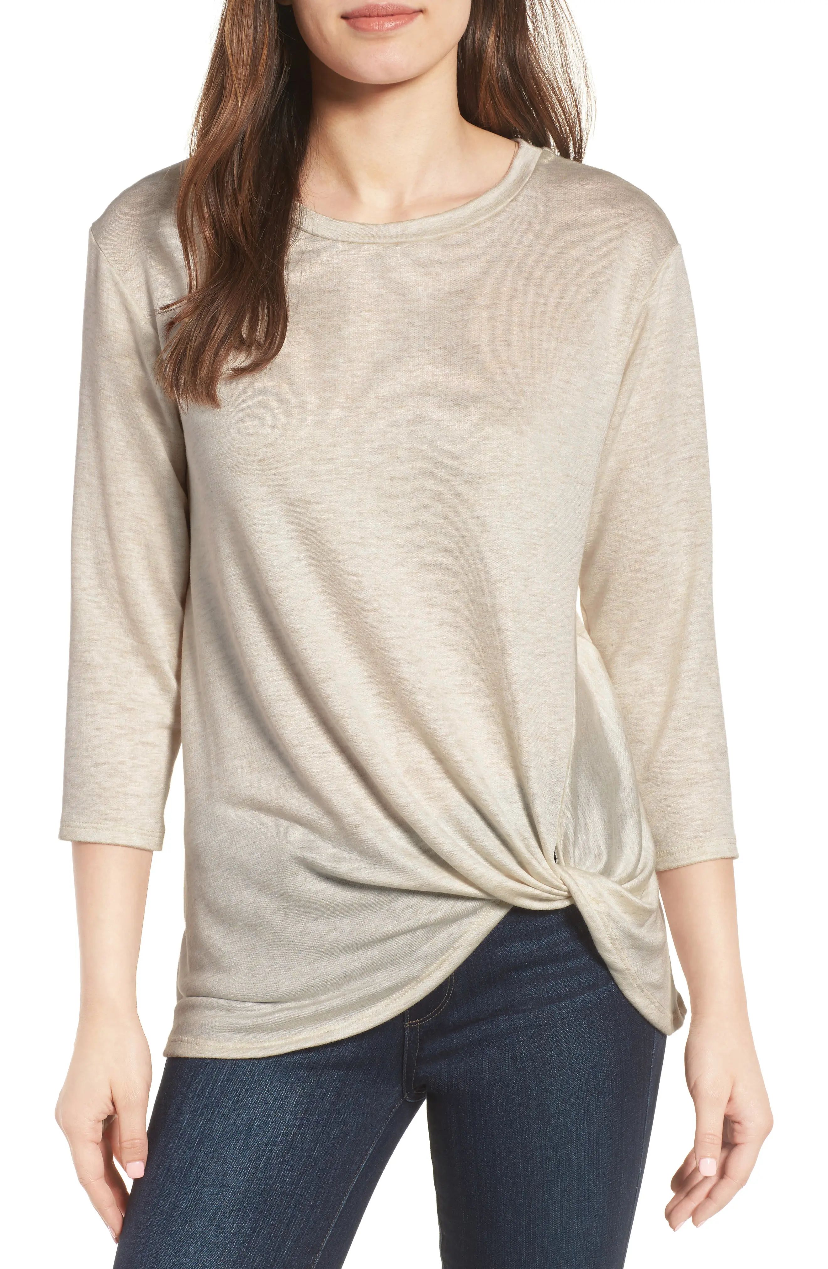 Bobeau Lightweight Twist Hem Top (Regular & Petite) | Nordstrom