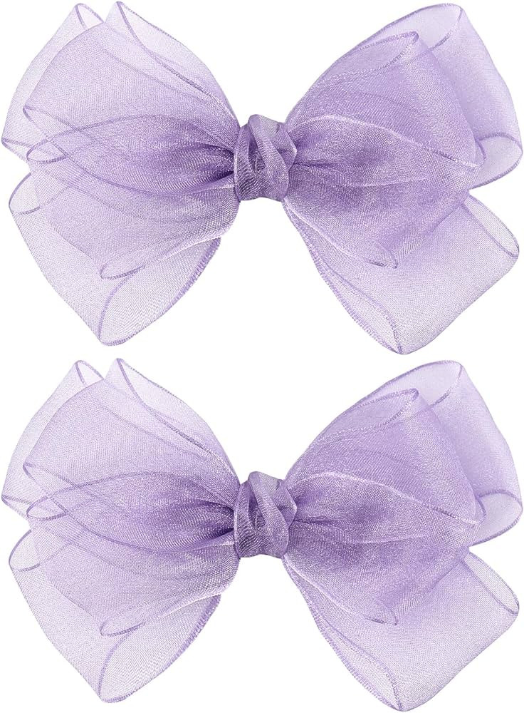 5.5-Inch Organza Double Hair Bows Alligator Clips Hair Accessories for Girls Toddler Kids Childre... | Amazon (US)