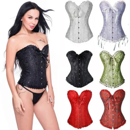 MISS MOLY Women s Lace Up Boned Plus Size Overbust Corset Bustier Bodyshaper Top Black 2XL | Walmart (US)