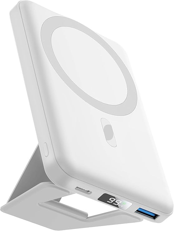 AOGUERBE Magnetic Power Bank, 10000mAh Foldable Wireless Portable Charger with USB-C Cable LED Di... | Amazon (US)