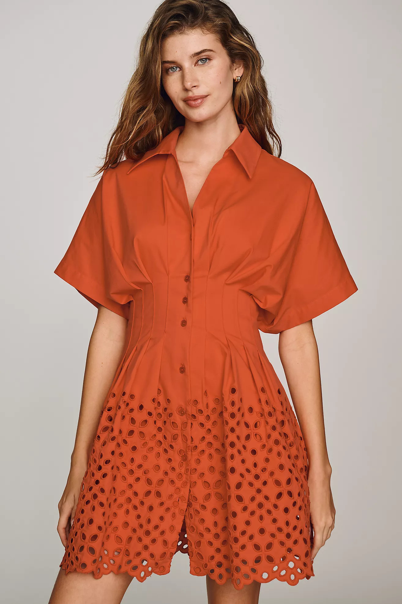 Tobie Eyelet Mini Shirt Dress by Exquise | Anthropologie (US)