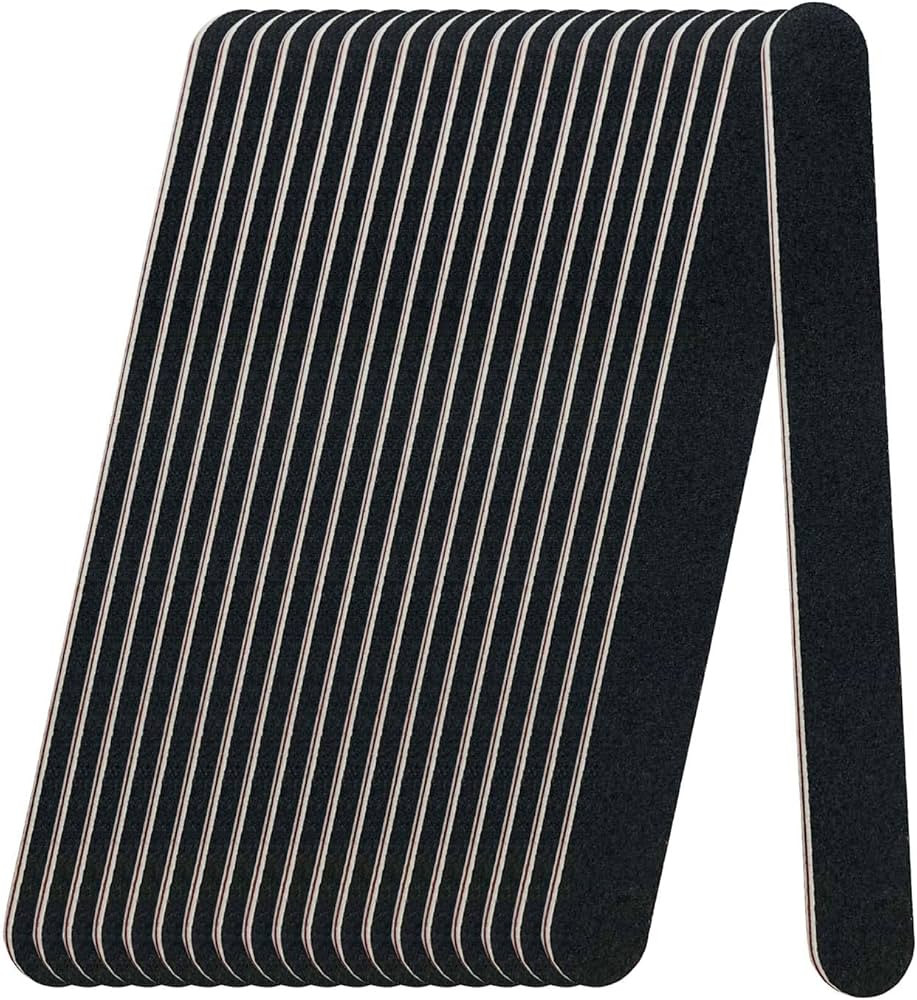 20 Pack 100/180 Grit Nail Files, Black Professional Reusable Emery Boards Manicure Tool for Acrylic Nails, Nail Buffering Files | Amazon (US)