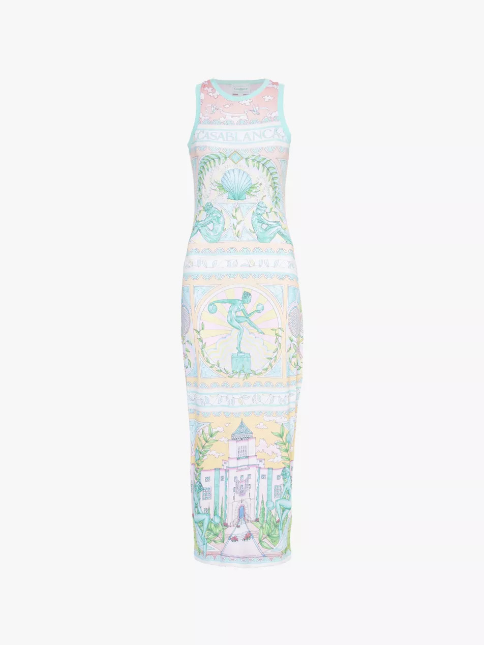 Graphic-print sleeveless stretch-woven midi dress | Selfridges