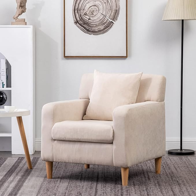 ALIMORDEN Modern Cotton Fabric Club Chair with Pillow, Accent Sofa Side Single Padded Armchair wi... | Amazon (US)