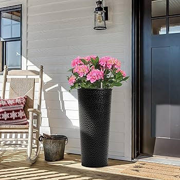 KOL 28" H. Tall Metal Cone Planters with Inside Pots 2-Pack, Black Hand-Hammered Large Decor Plan... | Amazon (US)
