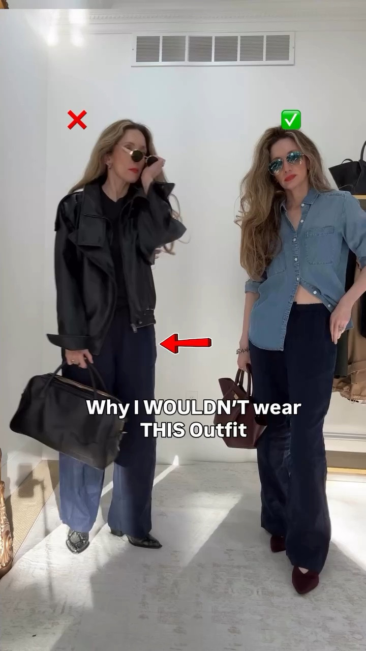Easy tweaks to maximize your linen looks this spring/summer! ☀️
1. The leather jacket is a favorite but with linen pants it feels disjointed. A better choice is denim, chambray, linen, cotton fabrics that match the effortless vibe.
✨
2. The snakeskin ankle boots are a super chic and elegant but they feel heavy with linen trousers. Instead low profile sneakers, loafer mules or slingback heels feel like a natural extension.✅
3) The bag is a key finishing touch and while you can wear a work bag of course, a raffia one feels inevitable 🤩
Bag Oleada is 15% off with code ZibaOL
Comment shop to shop looks! Pants are on sale. #styletips #outfitideas #howtoperfect #linen #casualstyle

#LTKootd #LTKgrwm #LTKstorytime