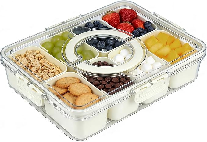 Snackle Box Container, Snack Box Container, Divided Serving Tray with Lid & Handle for Snackle, V... | Amazon (US)