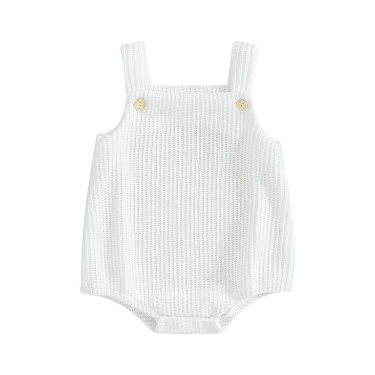 Canrulo Infant Baby Boy Girl Overalls Sleeveless Solid Color Knit Romper Jumpsuit Clothes White 1... | Walmart (US)