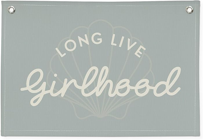 XYDEG Cute Blue Coastal Girls Room Decor,Beach Room Decor Long Live Girlhood Sea Shells Linen Han... | Amazon (US)