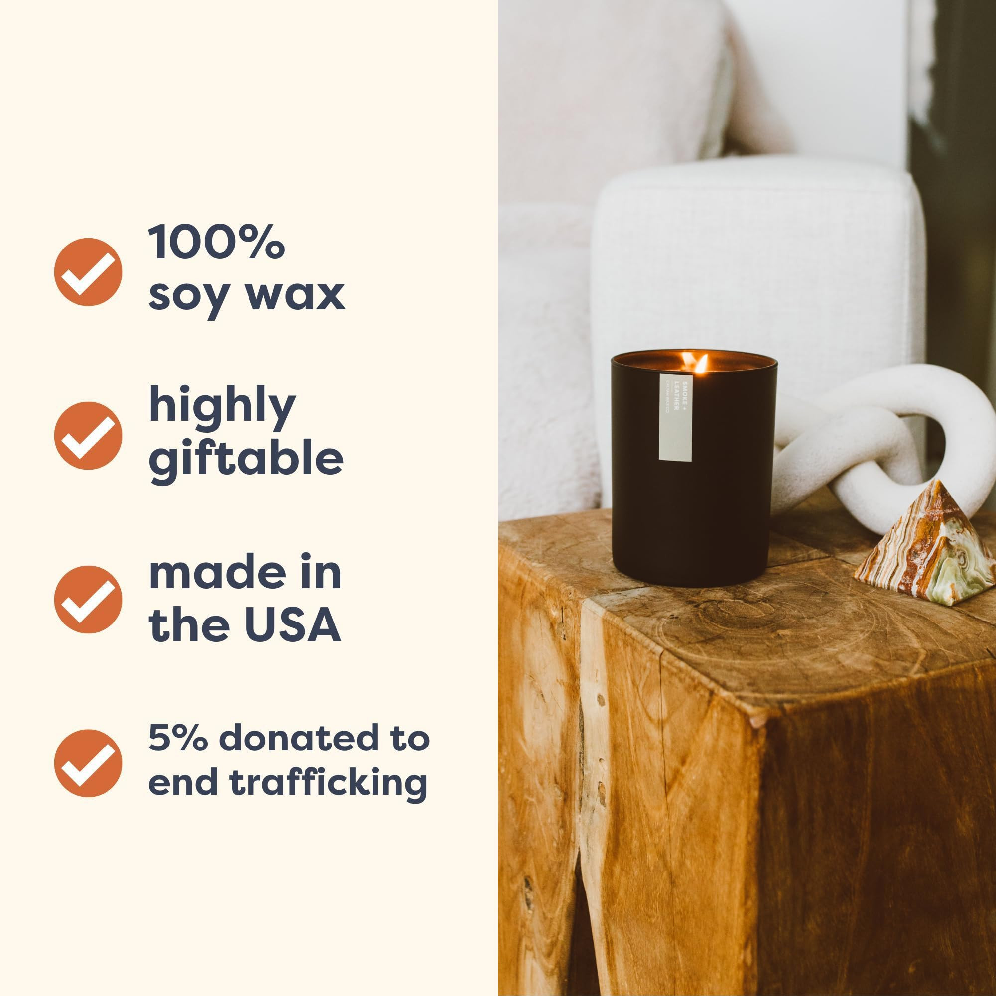 Calyan Wax Co. Cedar & Tobacco Scented Candle - 75 Hour Burn - Luxury Non Toxic Soy Wax Candles -... | Amazon (US)