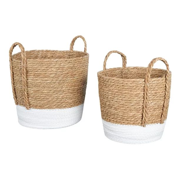 Mainstays Seagrass & Paper Rope Baskets, Set of 2, 12" and 10.25", Storage | Walmart (US)