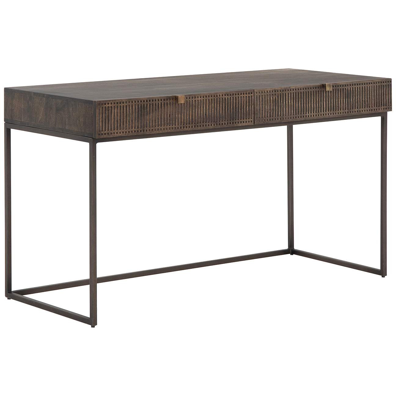 Kelby 56" Wide Mango Wood 2-Drawer Writing Desk | Lamps Plus