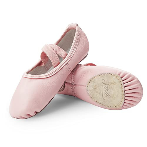 Stelle Ballet Shoes for Girls Dance Slippers Genuine Leather Ballerina Shoes for Toddler/Little Kid/Big Kid(12ML, Pink No-tie) | Amazon (US)