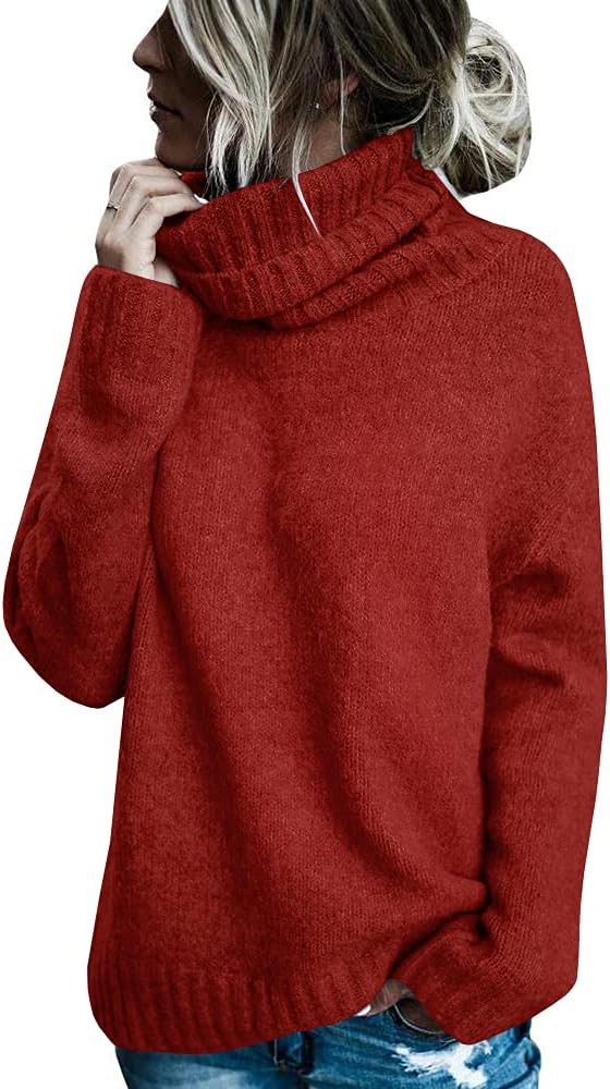 FISACE Womens Oversized Turtleneck Pullover Sweater Cable Knit Long Sleeve Sweater Tops | Amazon (US)