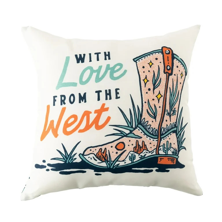 Mainstays SW Love West Reversible Outdoor Throw Pillow 16 Inch Multicolour Novelty | Walmart (US)