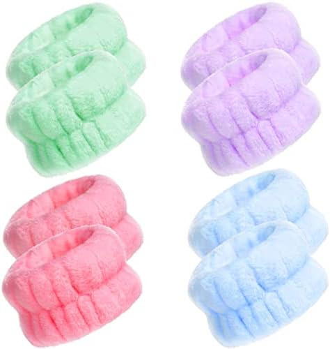 4 Pairs Wrist Spa Washband Microfiber Wrist Wash Towel Band Wristband Scrunchies for Washing Face... | Amazon (US)
