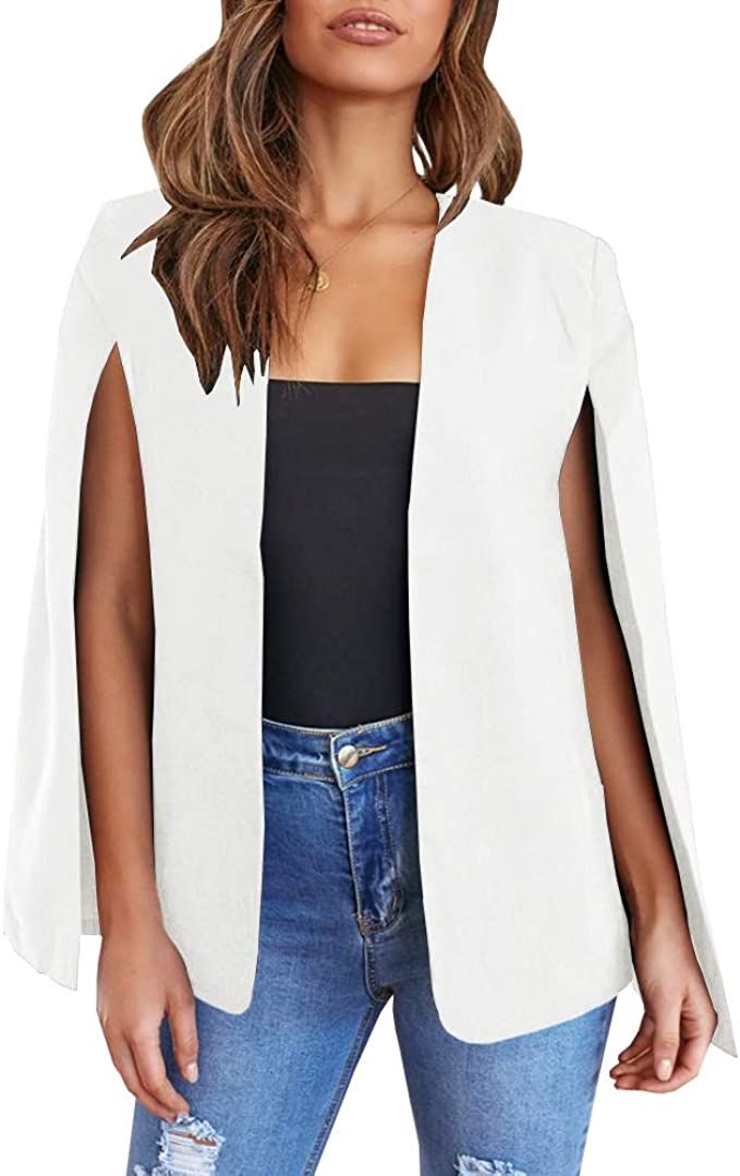 GAMISOTE Womens Cape Blazer Split Sleeve Open Front Casual Jacket Coat Workwear | Amazon (US)