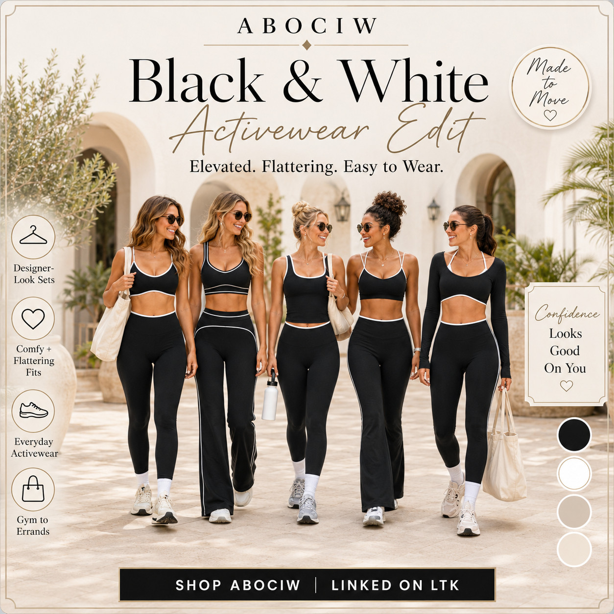 ABOCIW Elevated Athleisure | Black & White Edit

The black and white activewear sets that make everyday athleisure feel sleek, flattering, and instantly elevated!

These ABOCIW activewear looks are perfect when you want something comfortable enough to move in, but polished enough to wear out without feeling underdressed. 

The black-and-white contrast gives each set that clean designer-look feel, while the matching silhouettes make the whole outfit look intentional with almost no effort.

This is the edit to check first for gym days, Pilates, walks, errands, coffee runs, travel days, casual weekends, athleisure outfits, and those “I want to look chic but still be comfortable” moments. 

It solves the activewear problem so well: pieces that feel practical for movement, flattering on the body, and easy to style beyond the workout.

I love that black and white activewear always looks put together — just add sneakers, a tote, sunglasses, a zip layer, or a water bottle and the outfit feels done from gym to errands to lunch.

I pulled together the black and white ABOCIW styles worth checking first so you can skip the scroll and go straight to the sets that feel the most versatile, flattering, and easy to rewear.

📌 SAVE this for black and white activewear outfits, gym-to-errands looks, and elevated matching sets that make getting dressed feel effortless.

↓ Everything is linked!

#LTKActive #LTKSaleAlert #LTKTravel
