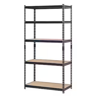 Muscle Rack 5-Tier Heavy Duty Steel Garage Storage Shelving Unit in Black (36 in. W x 72 in. H x ... | The Home Depot