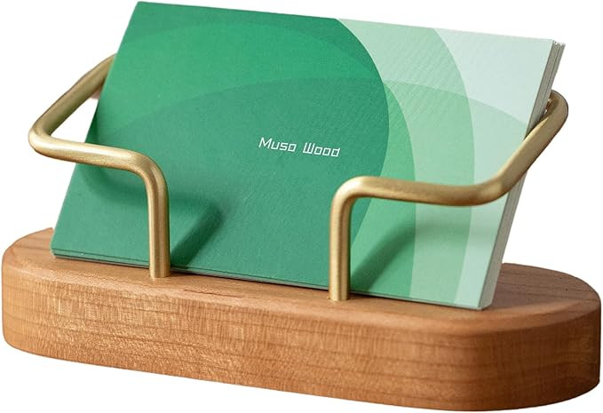 muso wood Business Card Holder for Desk, Wooden Creative Business Card Display for Desk, Wood Bus... | Amazon (US)