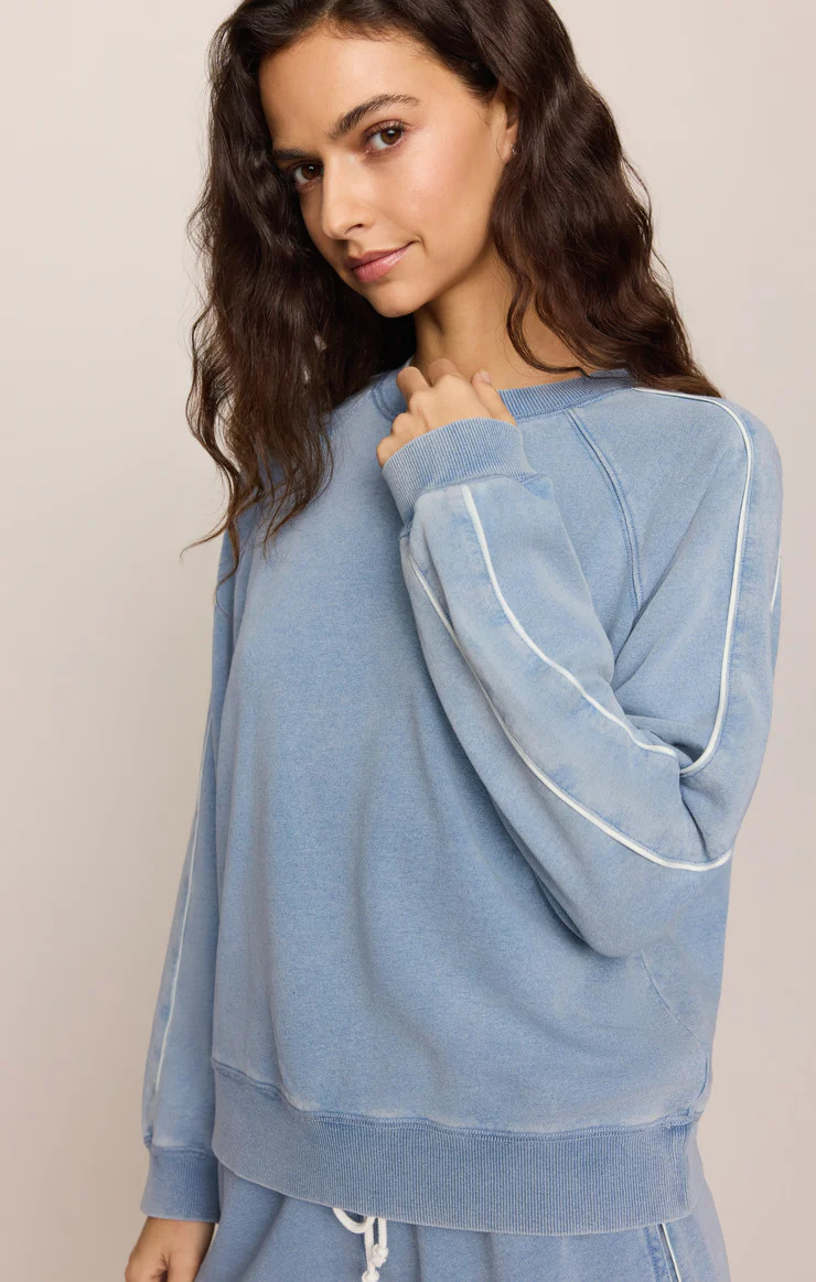 Sport Stripe Boyfriend Knit Denim Sweatshirt | Z Supply