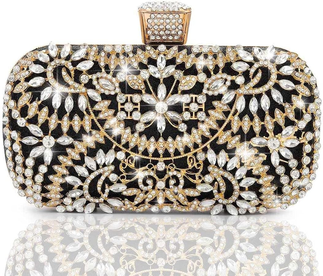 Yokawe Womens Crystal Evening Clutch Bag Bridal Wedding Purse Rhinestone Party Prom Handbag | Amazon (US)