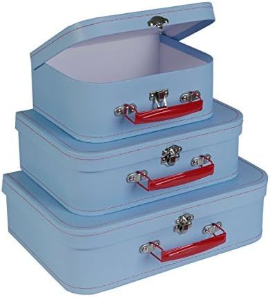 SLPR Cardboard Suitcase Boxes with Handle (Set of 3, Retro) | Light Blue Paperboard Boxes with Li... | Amazon (US)
