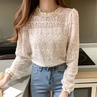 Long-Sleeve Lace Blouse | YesStyle Global