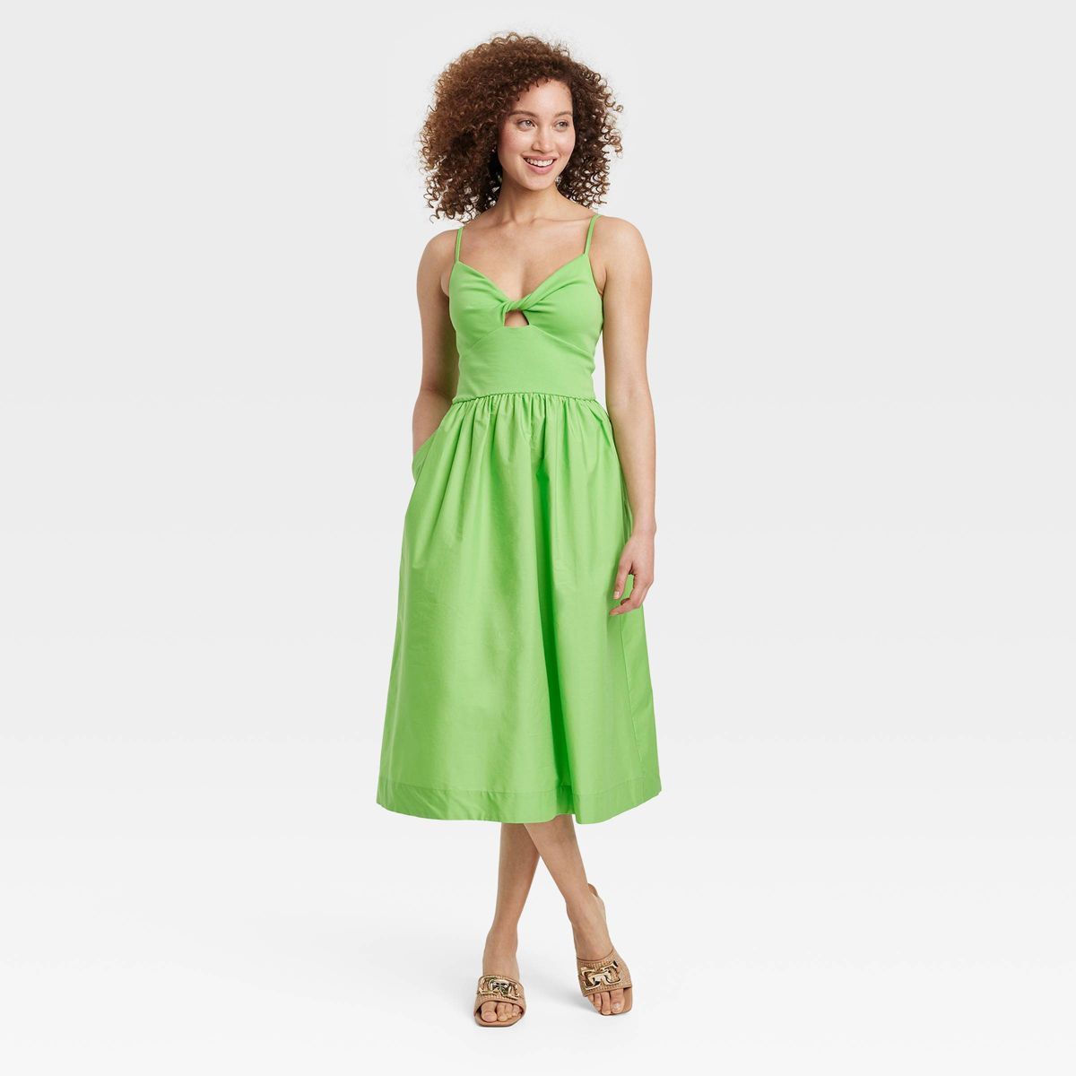 Women's Knit Ballet Midi Sundress - A New Day™ Green M | Target