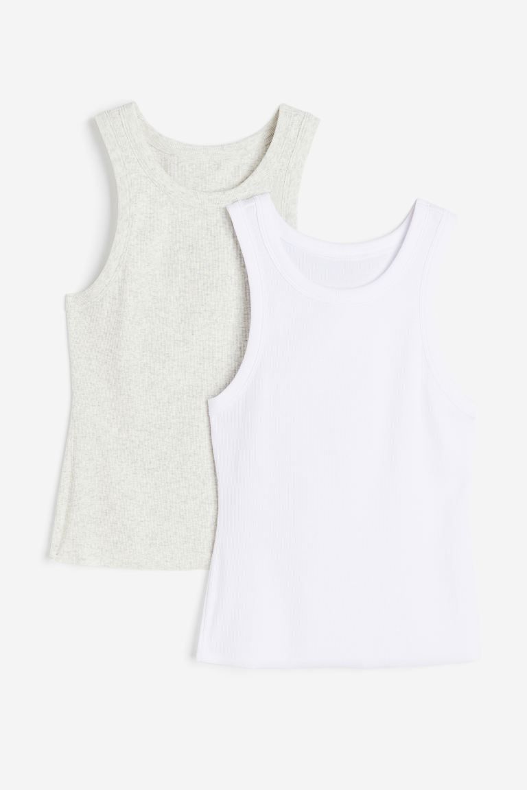 2-pack ribbed vest tops | H&M (UK, MY, IN, SG, PH, TW, HK)