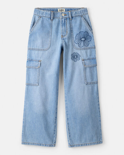 Girls High-Rise Denim Cargo Jeans - Blue | Carter's Inc