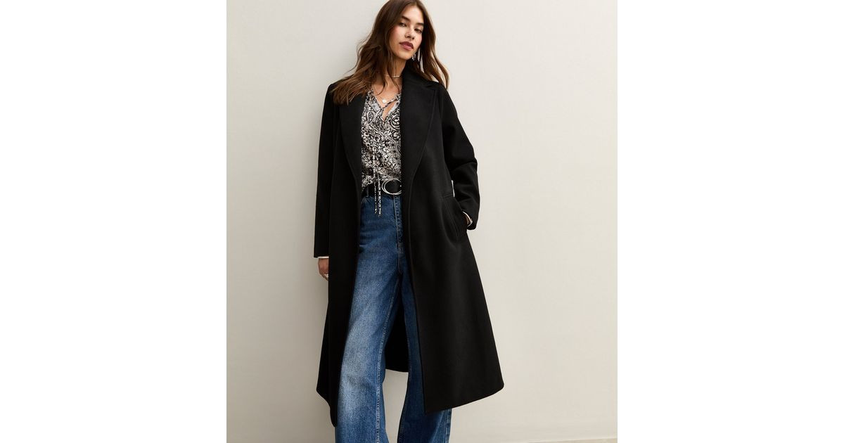 Black Unlined Longline Belted Coat | New Look | New Look (UK)