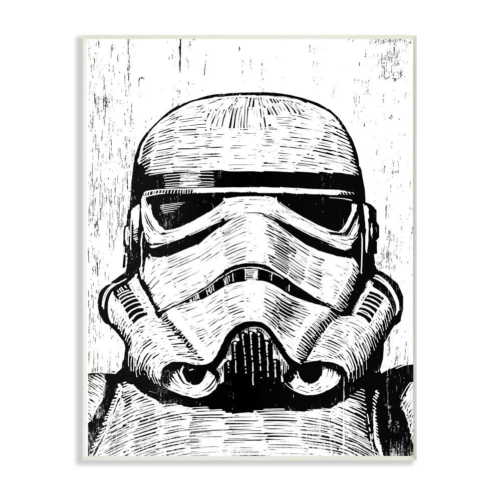 Stupell Industries 30 in. x 40 in. "Black and White Star Wars Stormtrooper Distressed Wood Etchin... | The Home Depot