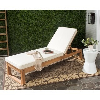 SAFAVIEH Outdoor Solano Sun Lounger with Cushion - 24.8" W x 80.9" L x 37.4" H - Natural/Grey | Bed Bath & Beyond