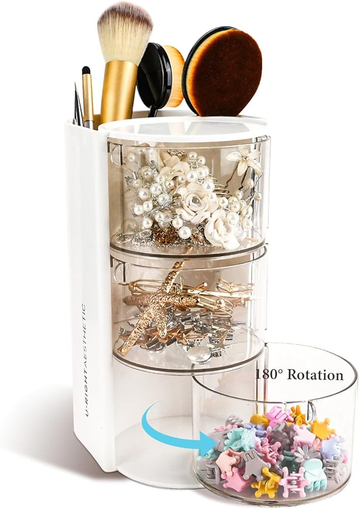 WCHOSOZH 3-Tier Clear Hair Accessories Organizer with Hair Brushes Holder, Rotatable Drawer Makeu... | Amazon (CA)