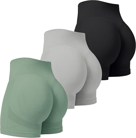 VVX 3 Piece Womens Workout Shorts Scrunch Butt Lifting Seamless High Waist Yoga Gym Shorts for Wo... | Amazon (US)