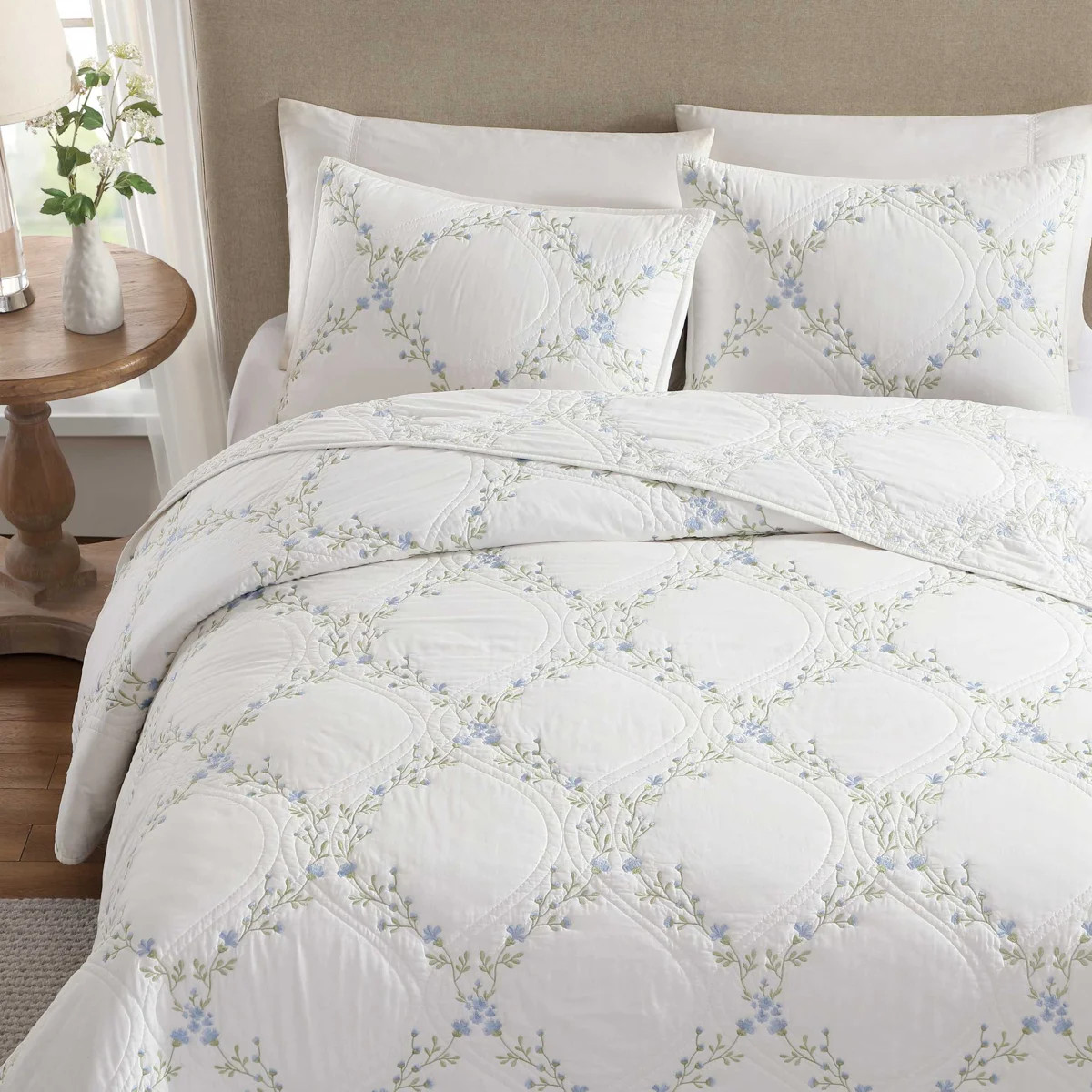 Laura Ashley Floral Embroidery Cotton Reversible Quilt SetByLaura Ashley4.8Rated 4.8 out of 5 sta... | Wayfair North America