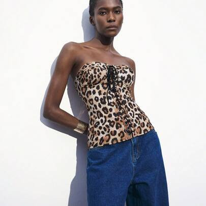 Leopard Print Halter Top For Women, Sexy Tie Waist Urban Chic Party Outfit, Suitable For Dates, Outings, Holidays And Parties, Spring/Summer Valentine | SHEIN