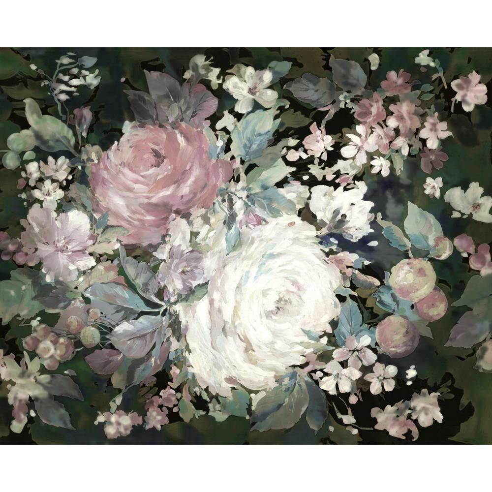 York Wallcoverings 128.78 sq. ft. Impressionist Floral Mural, Pink/Black | The Home Depot