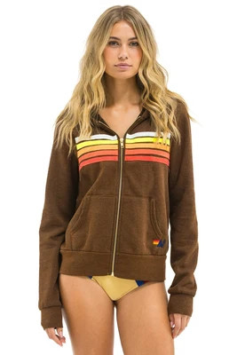 5 STRIPE HOODIE - CHOCOLATE // WHITE NEON | Aviator Nation