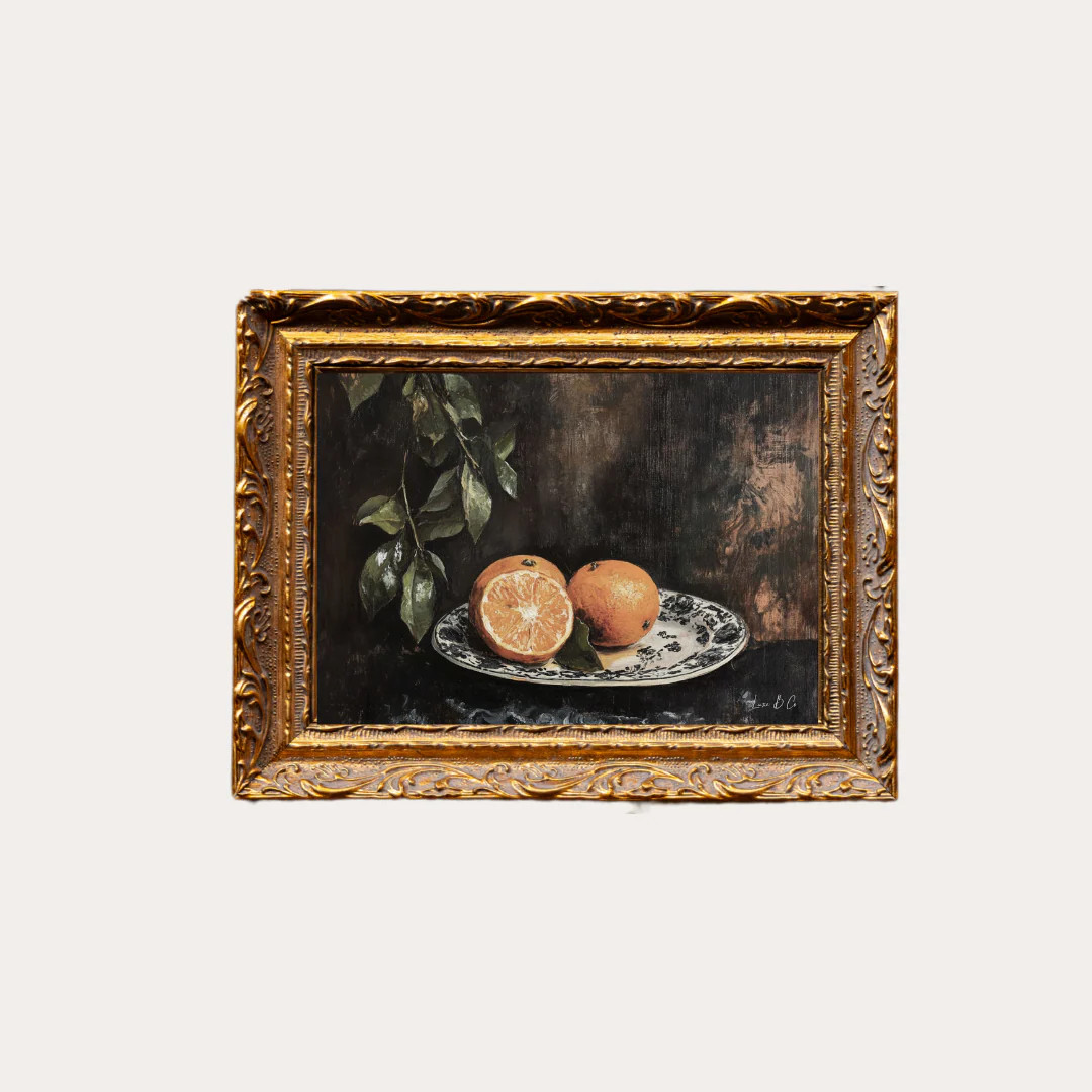 Vintage Mandarin | French Brass Inspired Gold Mould Framed Art | luxe bCO