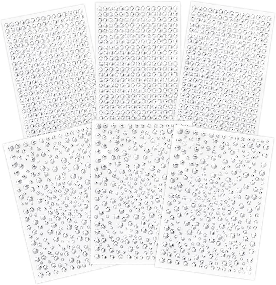 Clear Rhinestones Stickers, 2100pcs Self Adhesive Rhinestones for Face, Bling Jewel Stickers, Cry... | Amazon (US)