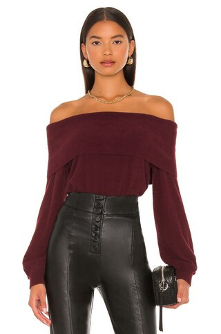 Bobi BLACK Fuzzy Sweater in Wine from Revolve.com | Revolve Clothing (Global)