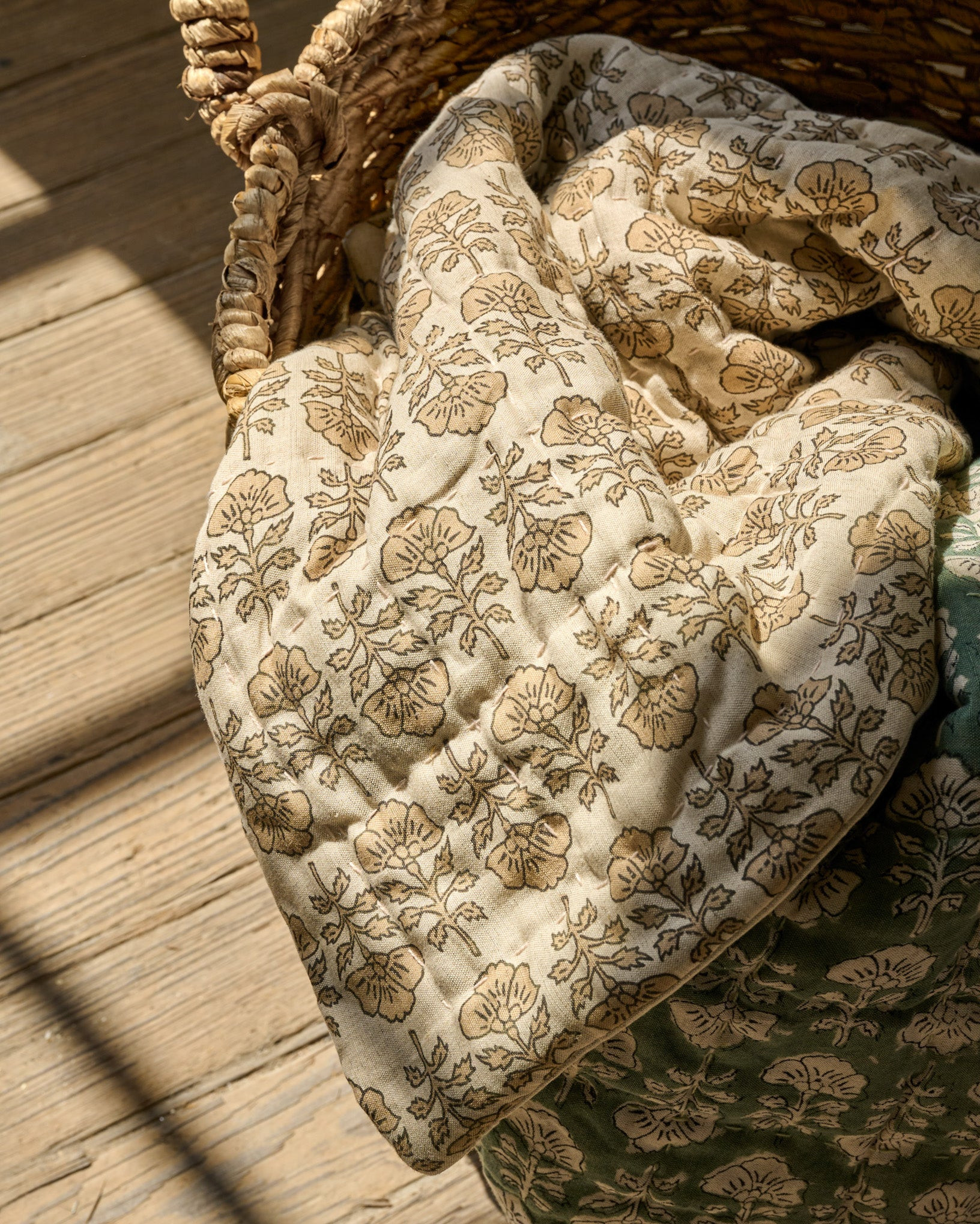 Flora Block Print Quilt - Natural | Magnolia