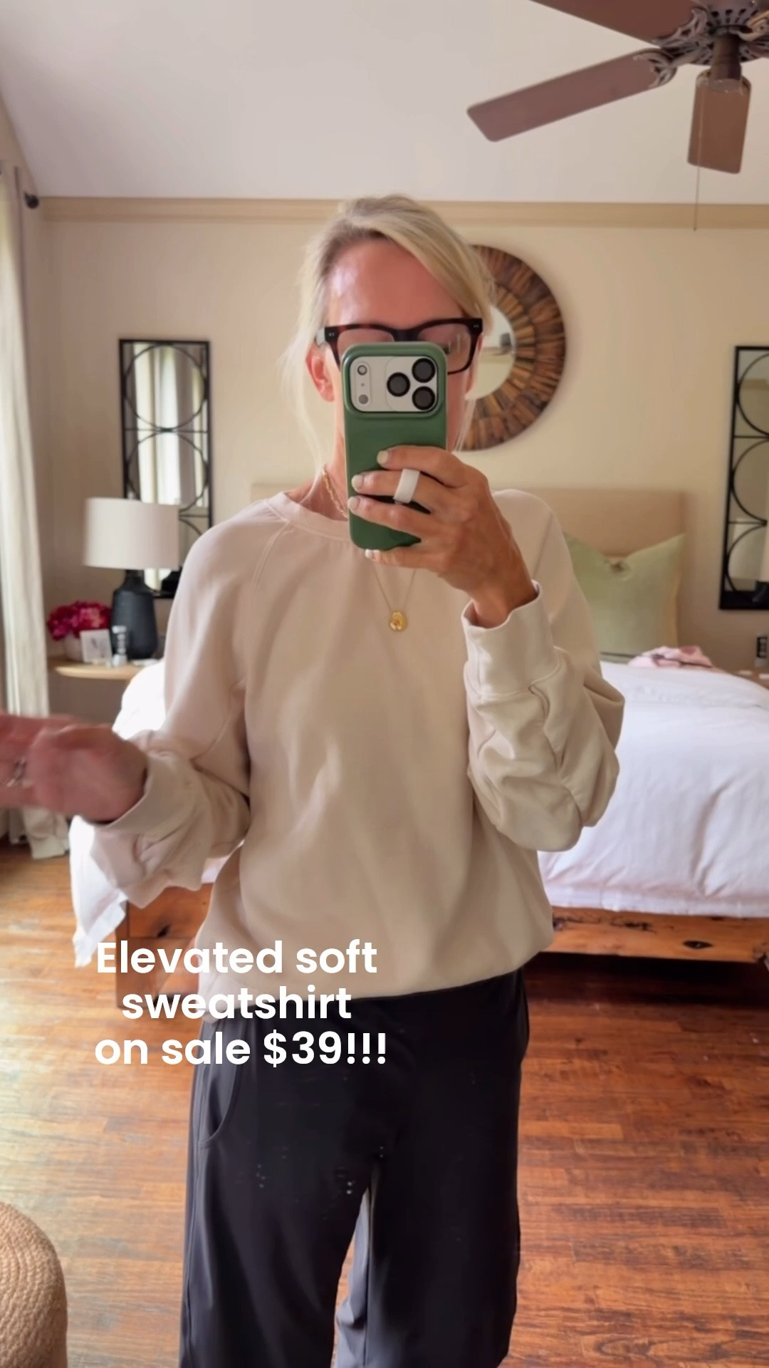 Was $99
Now $39!!

I love this sweatshirt 
Soft, cream colored. Elevated with arm details 

Wearing medium 

Viral Ruti pants so good pricey but I do have a code 
CINDYS15

#LTKootd #LTKOver40 #LTKSaleAlert